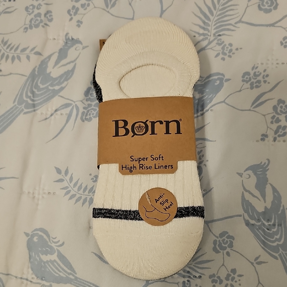 Born Cream Liner Socks with Black Stripe